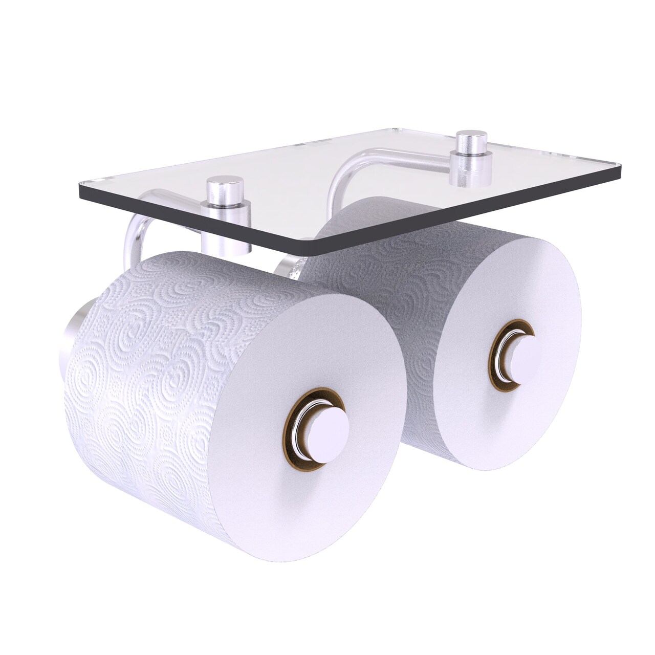 Dottingham Collection 2 Roll Toilet Paper Holder with Glass Shelf - Satin Chrome